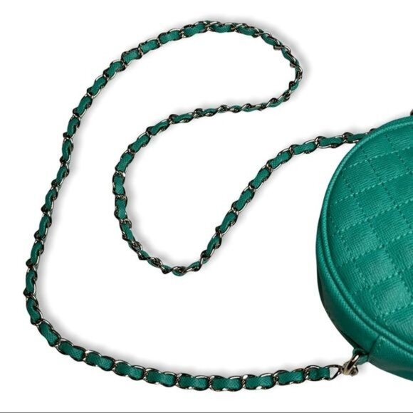 Sondra Roberts SR2 Round Quilted Zipper Turquoise Crossbody Bag - Picture 10 of 10